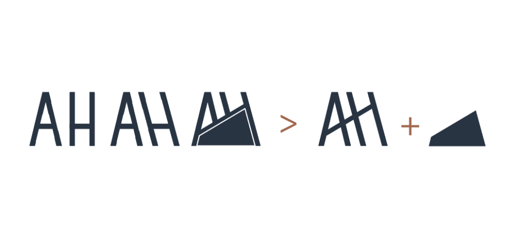 processus créatif pour la création du logo typographique géométrique de l'Atelier Himalaya
