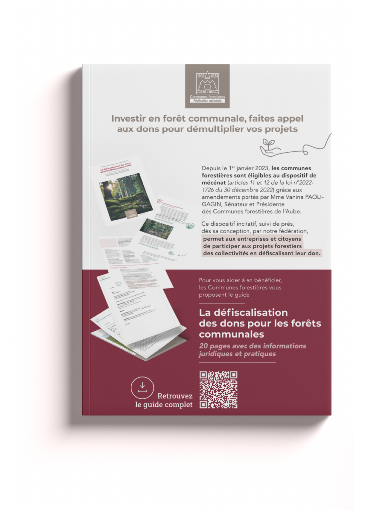 supports de communication FNCOFOR : verso du guide de défiscalisation des dons pour les forêts communales