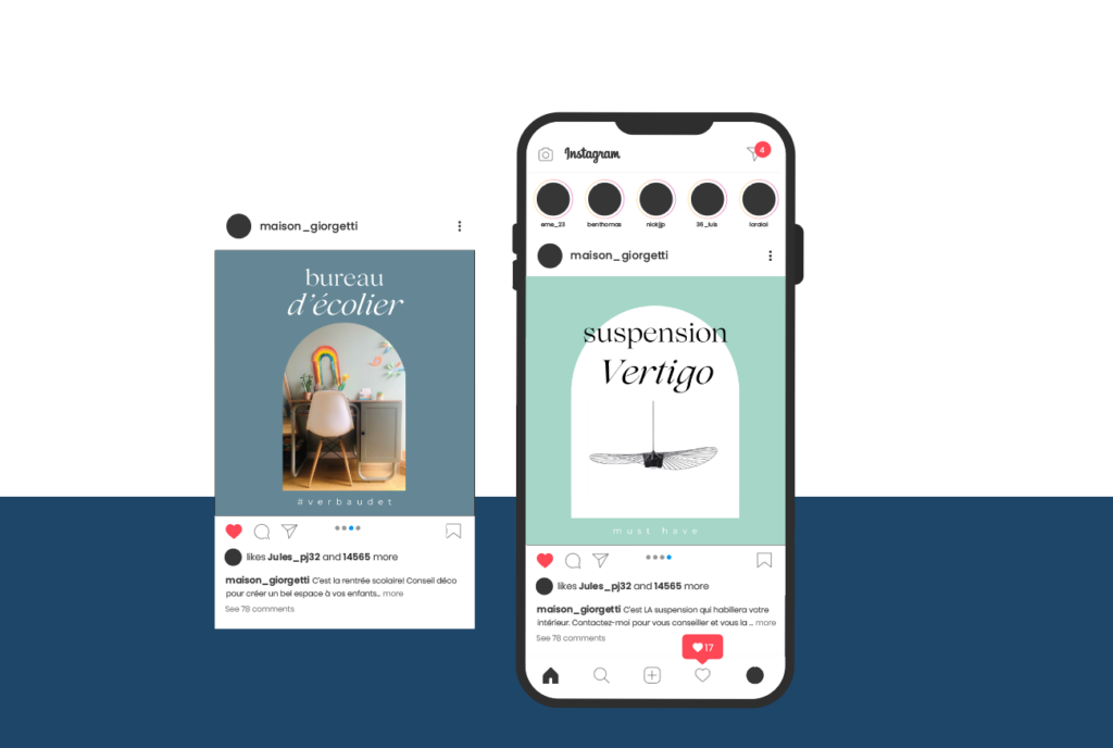 déclinaison de l'identité visuelle sur le digital : instagram et site web