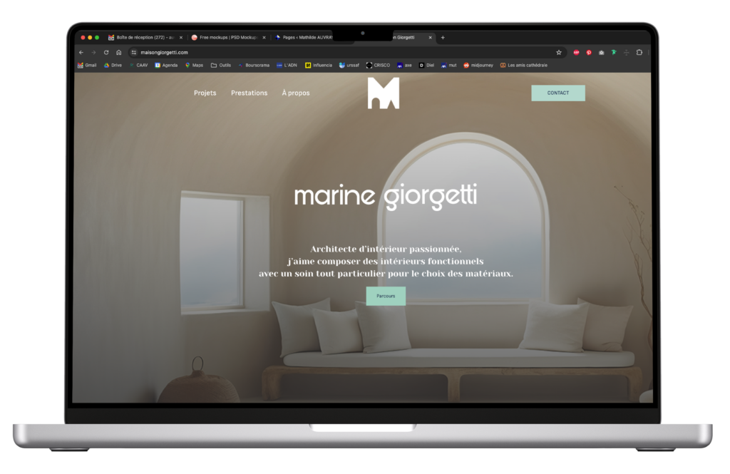 Page d'accueil du site web de Marine Giorgetti, architecte d'intérieur